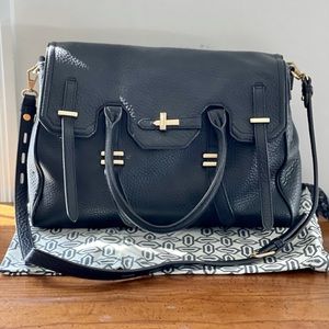 Rebecca minkoff black gold satchel crossbody bag